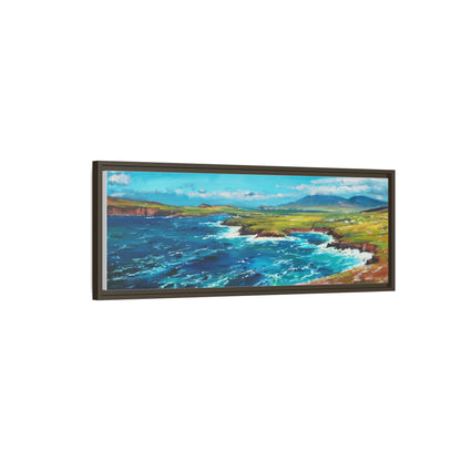 Dingle Peninsula wall art featuring a scenic view of Ireland's rugged coastline, printed on high-quality canvas with a premium frame.