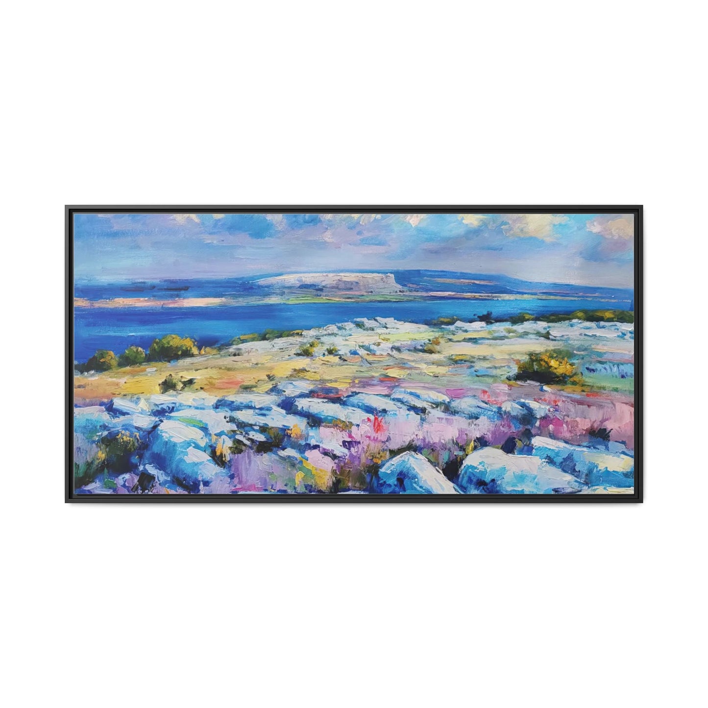 Burren 3 wall art featuring a scenic view of the Burren region in Ireland, printed on high-quality canvas with a premium frame for timeless décor