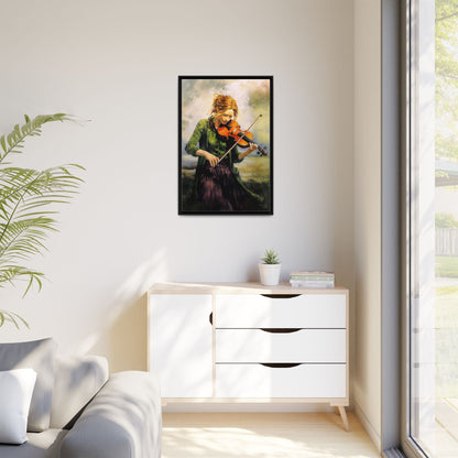 Young Girl with Fiddle wall art featuring a young musician playing the fiddle, printed on high-quality canvas for timeless and elegant décor.