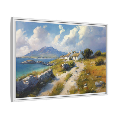 Blustery Day wall art featuring a dramatic wind-swept landscape in a pinewood frame.