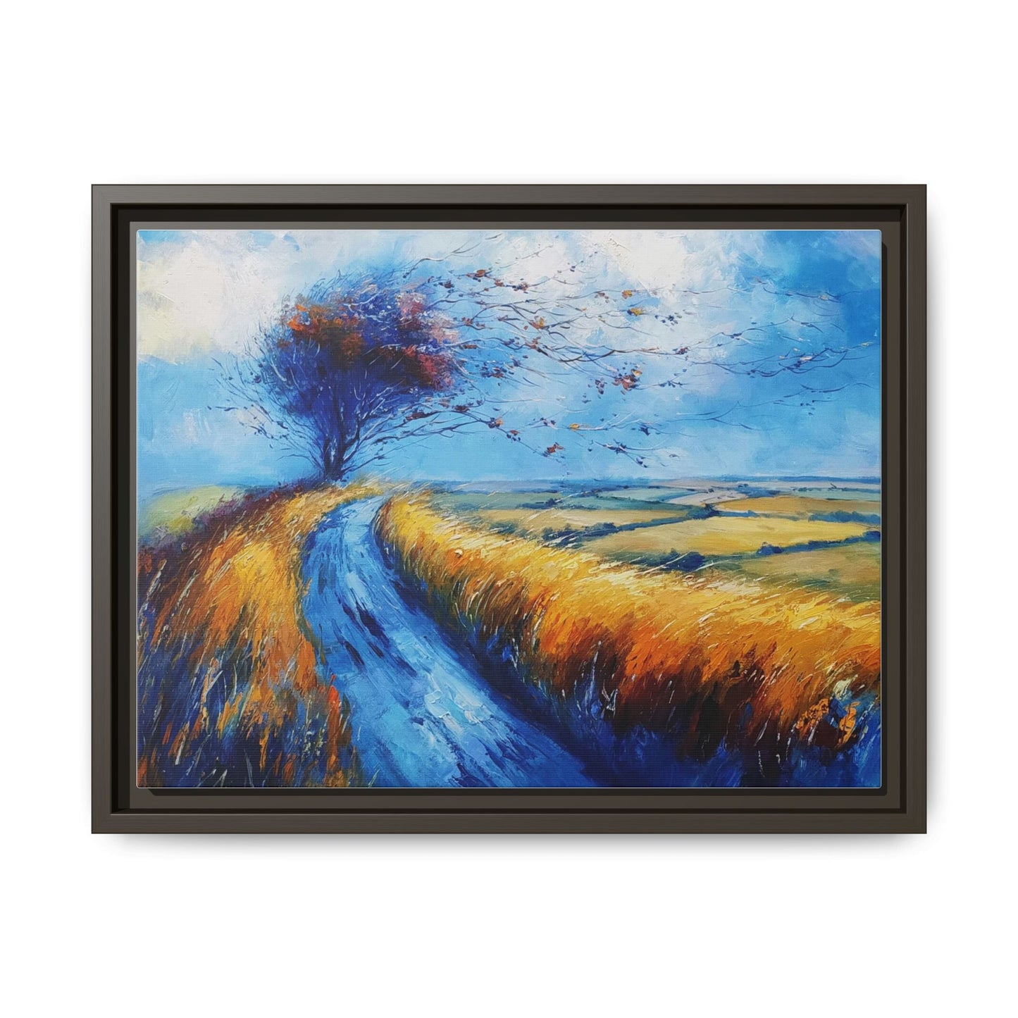 Autumn Leaves Scattering A Premium Pinewood Art Frame for Timeless Décor