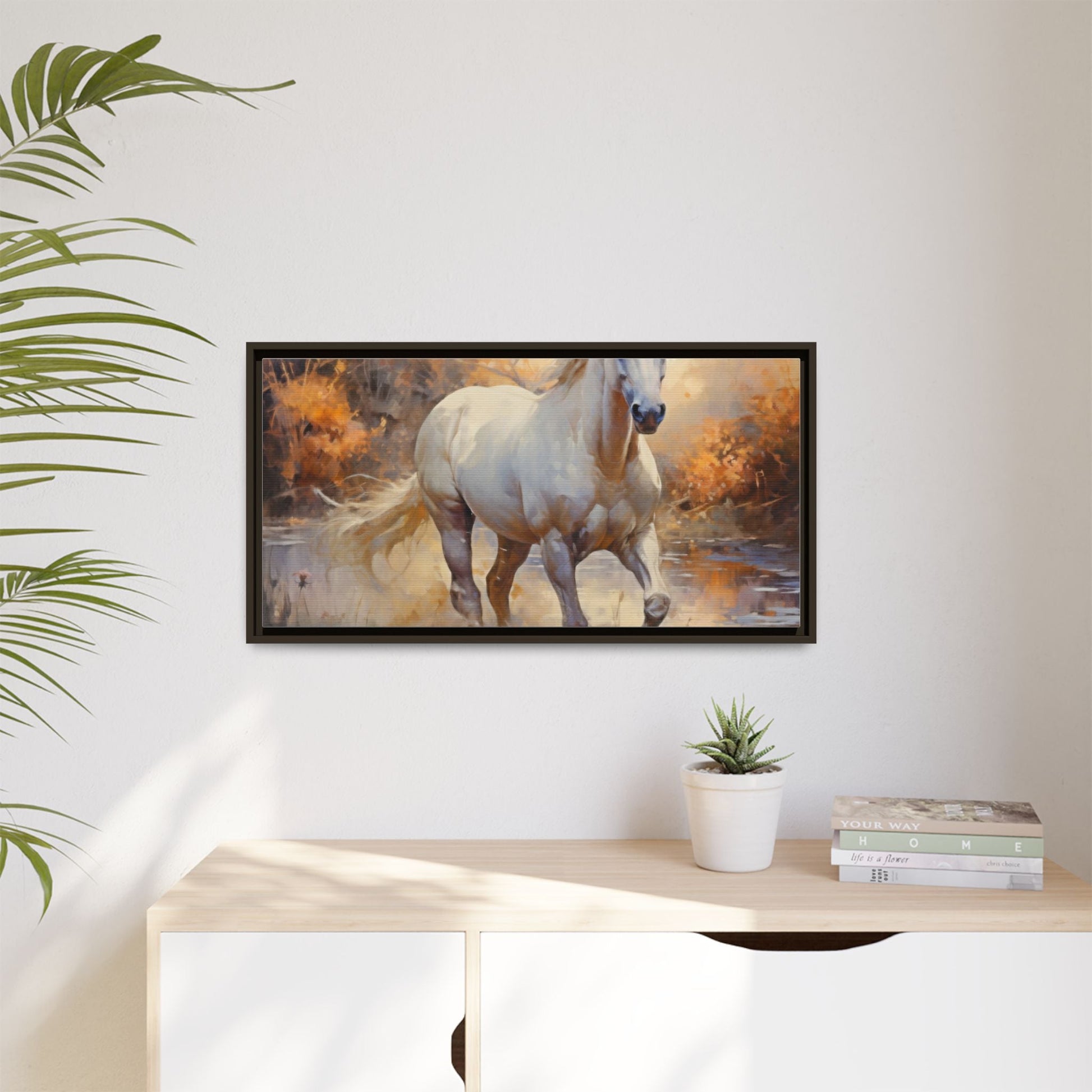 Arabian Horse – Elegant Pinewood Framed Wall Art for Timeless Décor