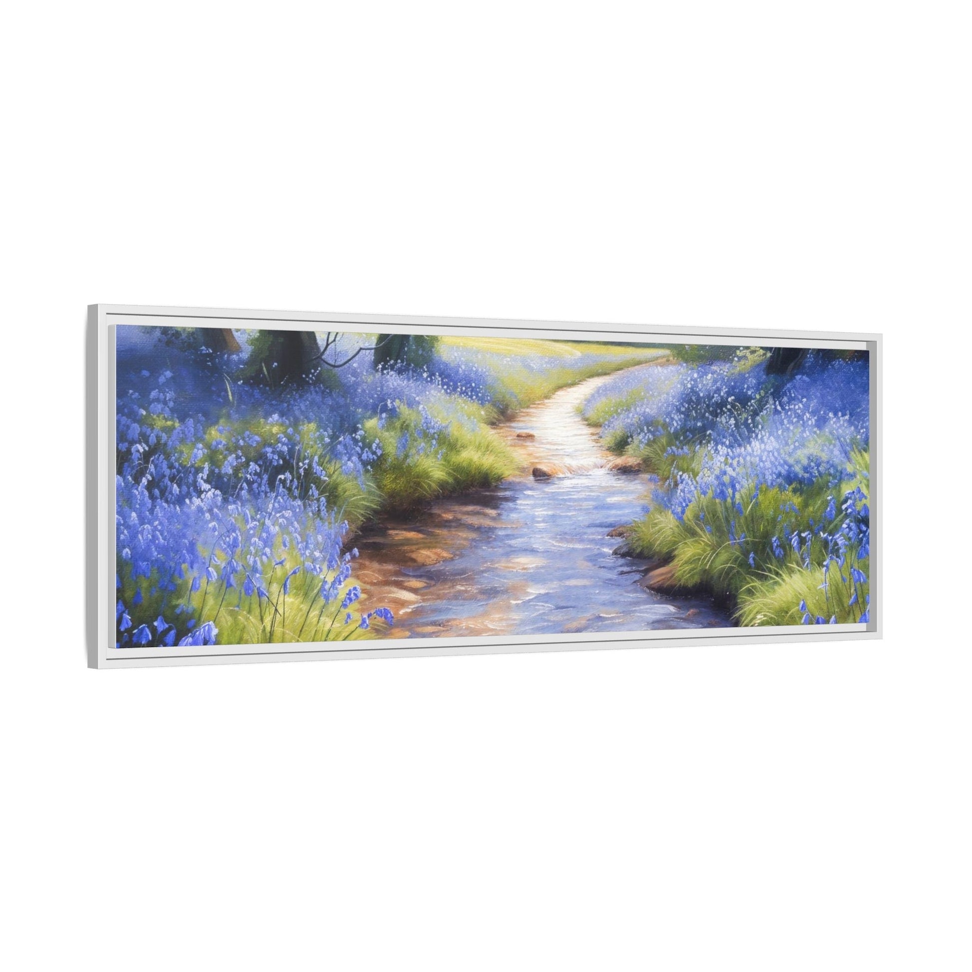 Bluebell Stream Wall Art - Serene Nature Landscape Canvas Print