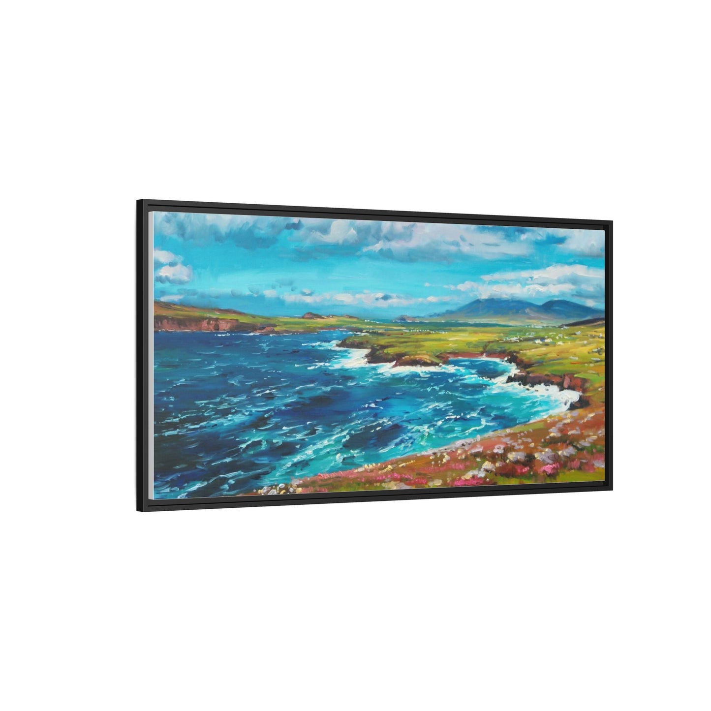 Dingle Peninsula wall art featuring a scenic view of Ireland's rugged coastline, printed on high-quality canvas with a premium frame.