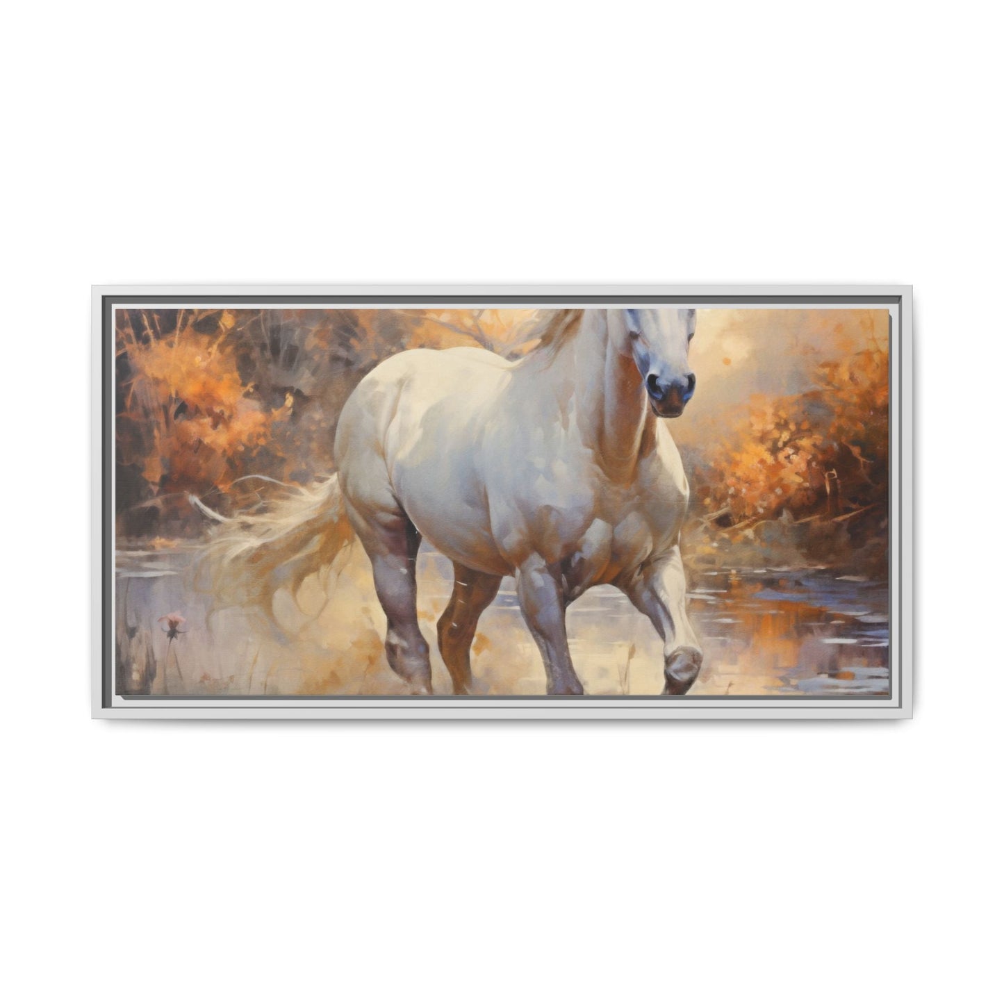 Arabian Horse – Elegant Pinewood Framed Wall Art for Timeless Décor