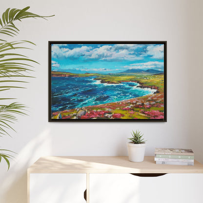 Dingle Peninsula wall art featuring a scenic view of Ireland's rugged coastline, printed on high-quality canvas with a premium frame.