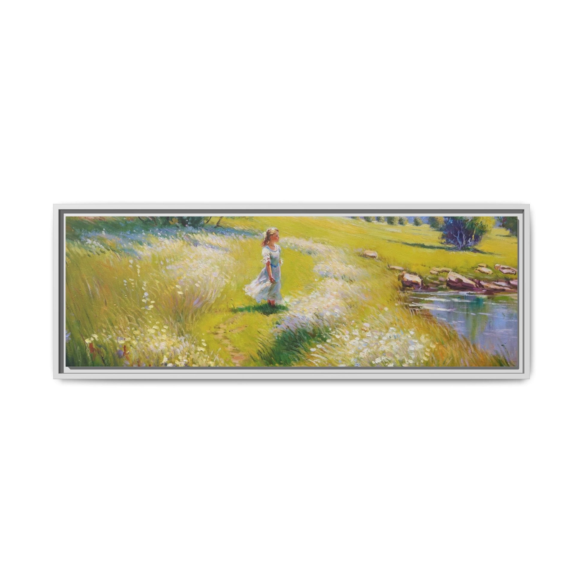 Young Girl By Lake Wall Art - Serene Portrait of a Girl by a Tranquil Lake for Home Décor