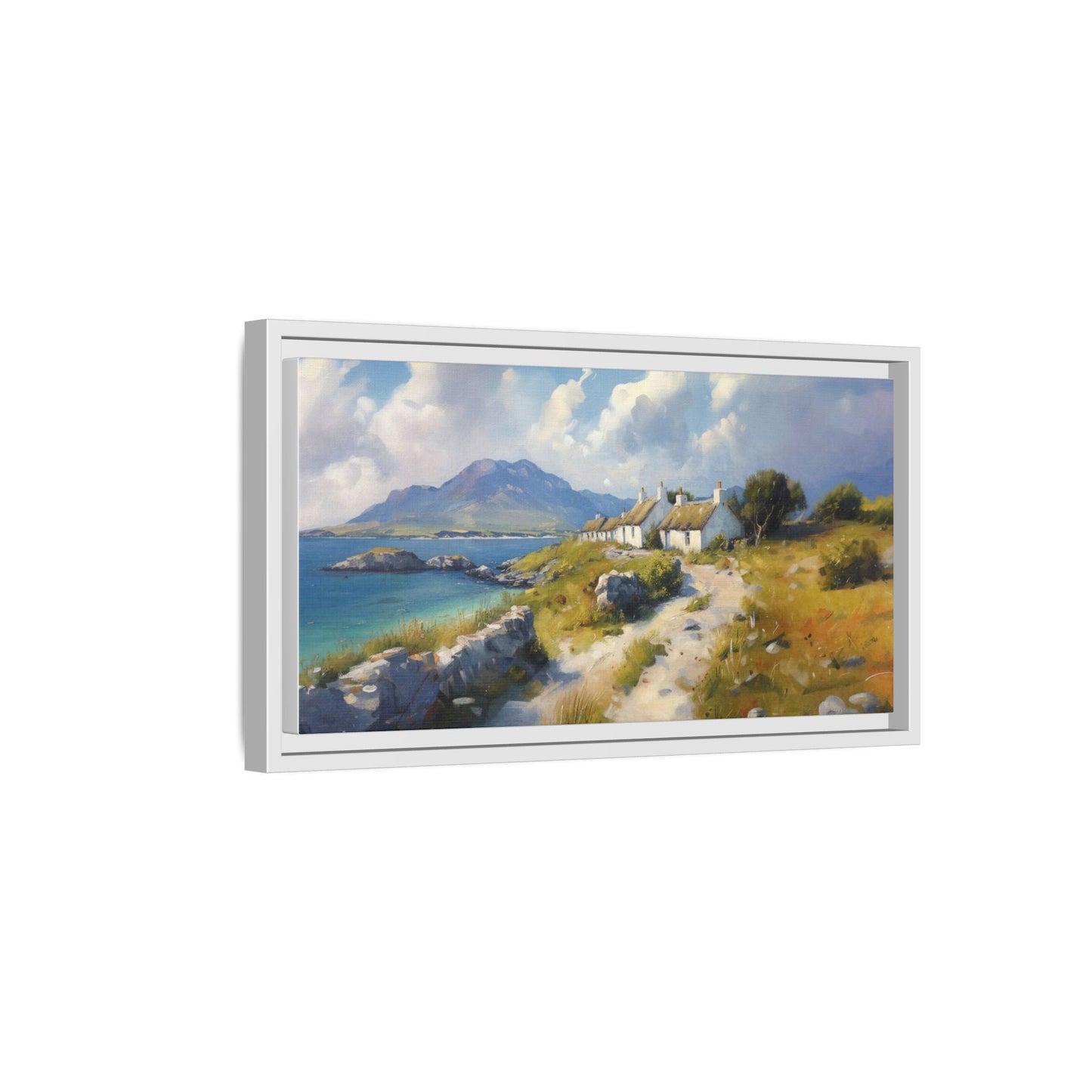 Blustery Day wall art featuring a dramatic wind-swept landscape in a pinewood frame.