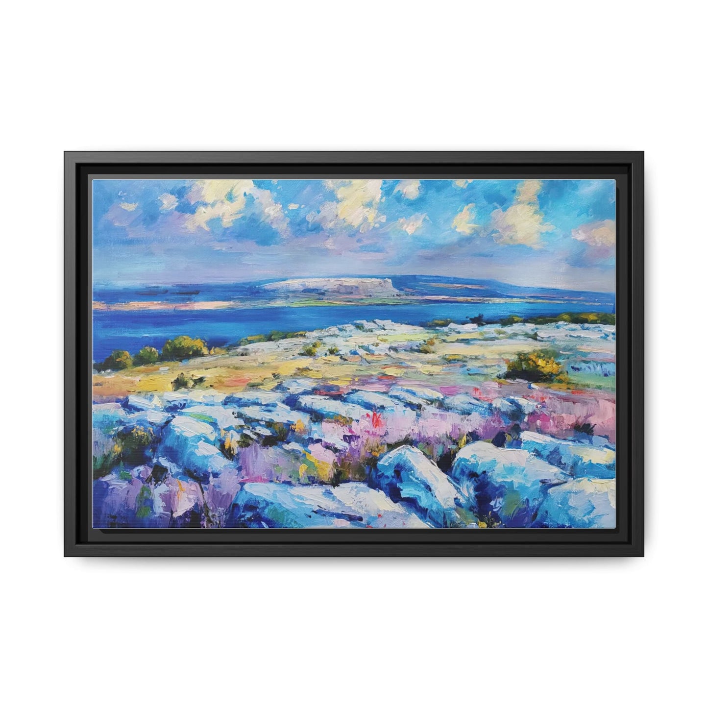 Burren 3 wall art featuring a scenic view of the Burren region in Ireland, printed on high-quality canvas with a premium frame for timeless décor