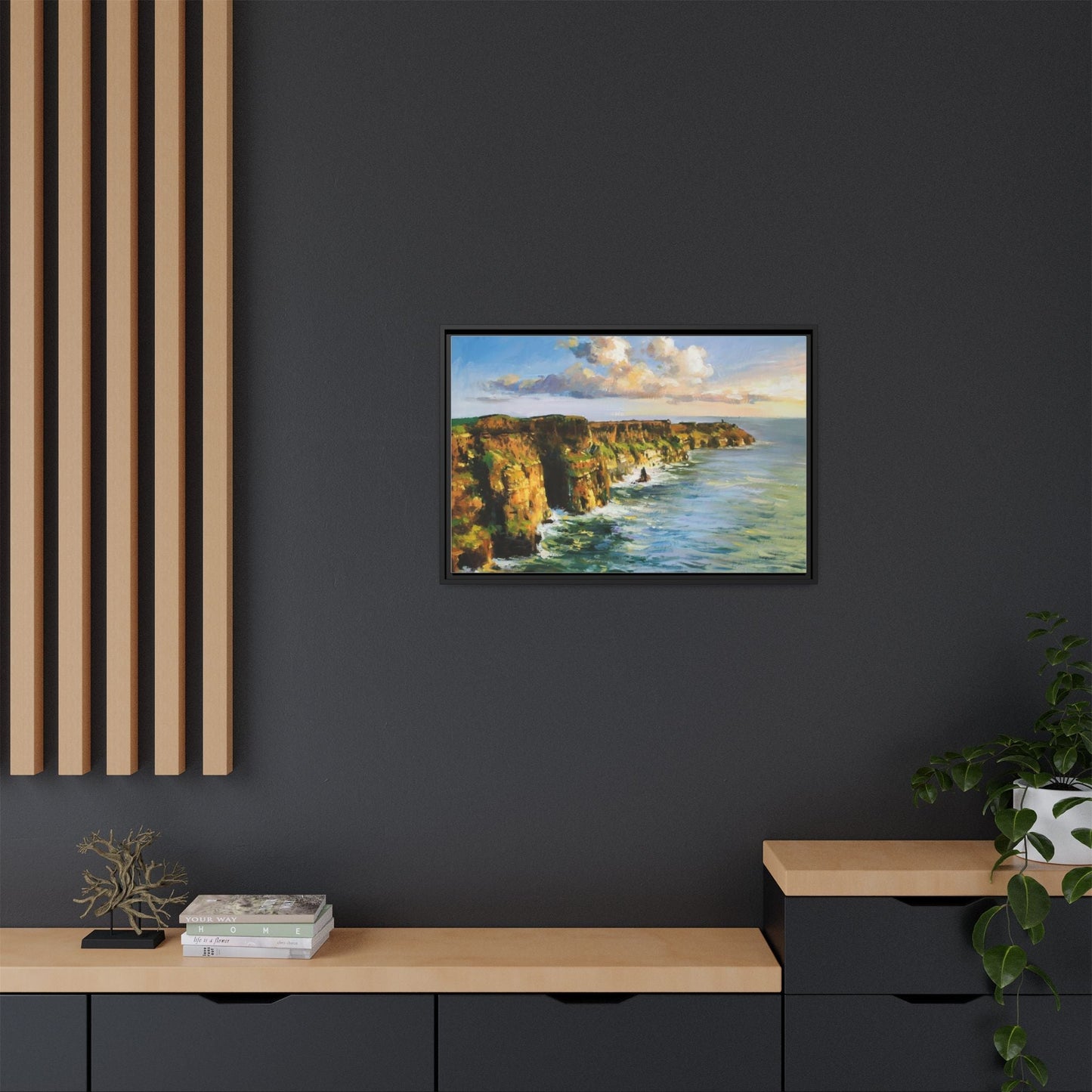 Cliffs of Moher wall art showcasing the dramatic Irish coastline, printed on high-quality canvas to bring natural beauty into your home décor.