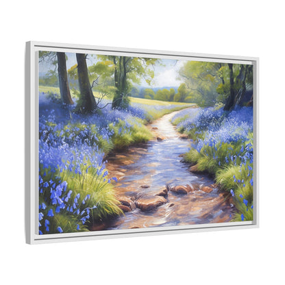 Bluebell Stream Wall Art - Serene Nature Landscape Canvas Print