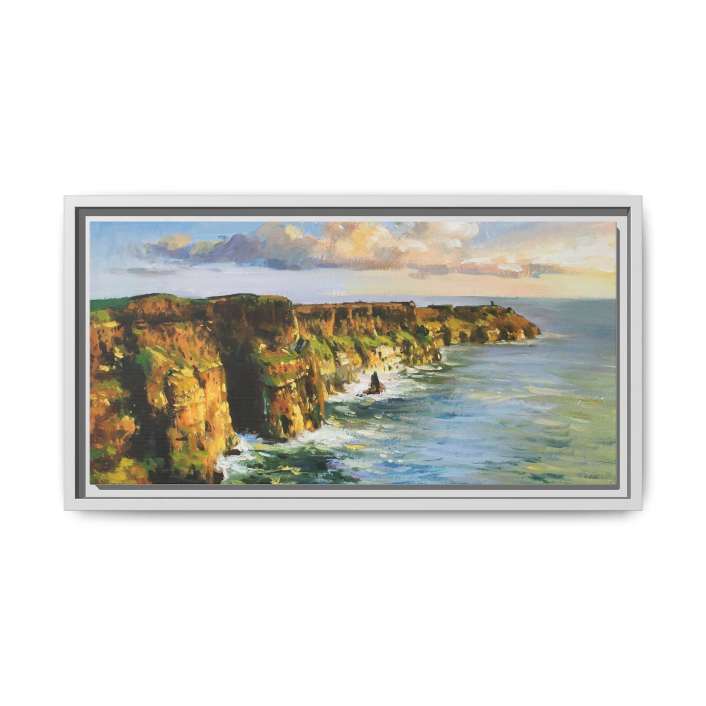 Cliffs of Moher wall art showcasing the dramatic Irish coastline, printed on high-quality canvas to bring natural beauty into your home décor.