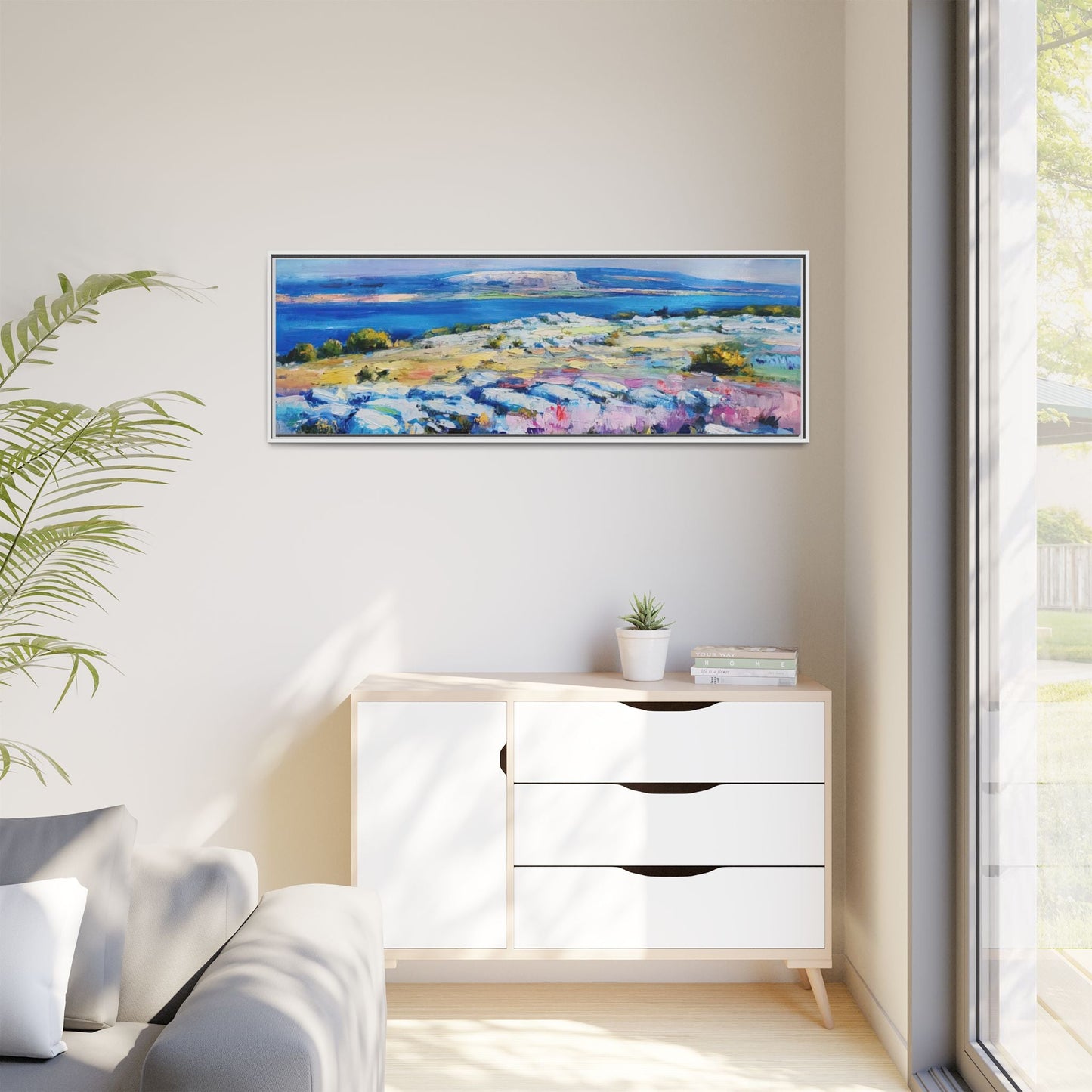 Burren 3 wall art featuring a scenic view of the Burren region in Ireland, printed on high-quality canvas with a premium frame for timeless décor