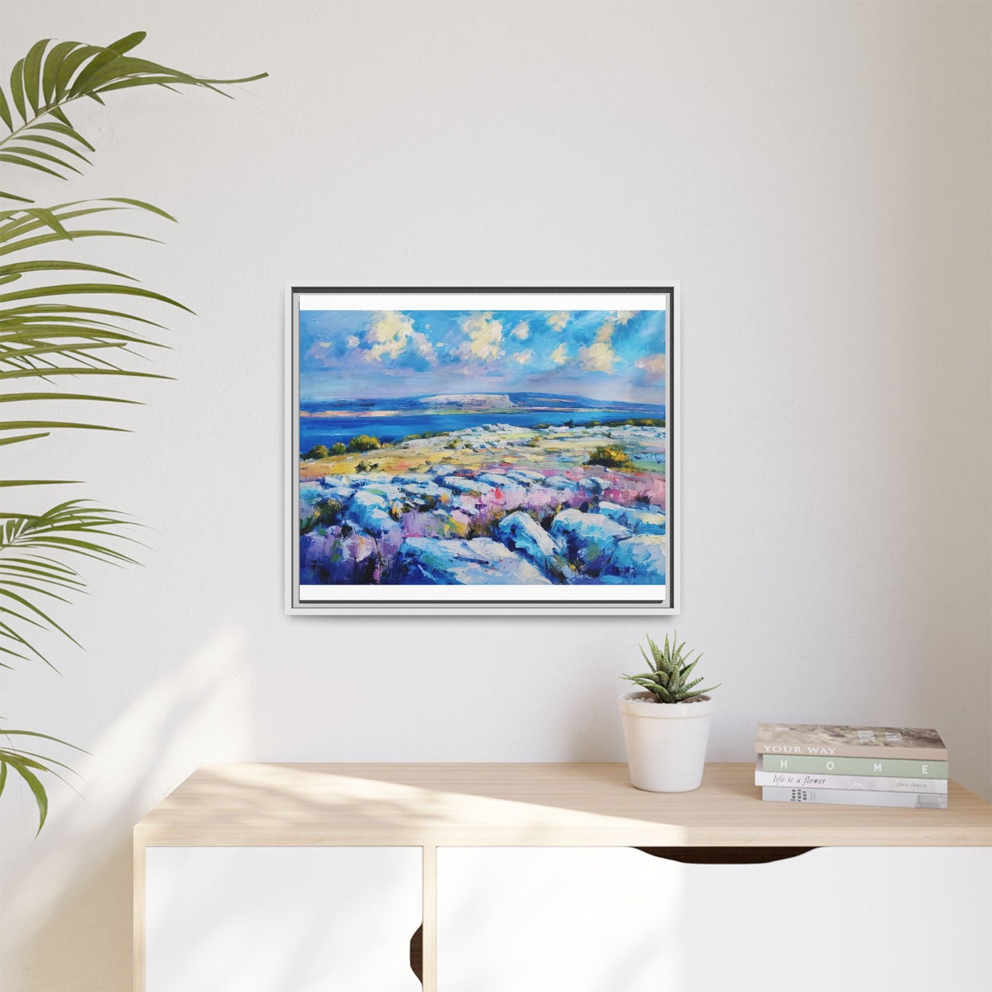 Burren 3 wall art featuring a scenic view of the Burren region in Ireland, printed on high-quality canvas with a premium frame for timeless décor