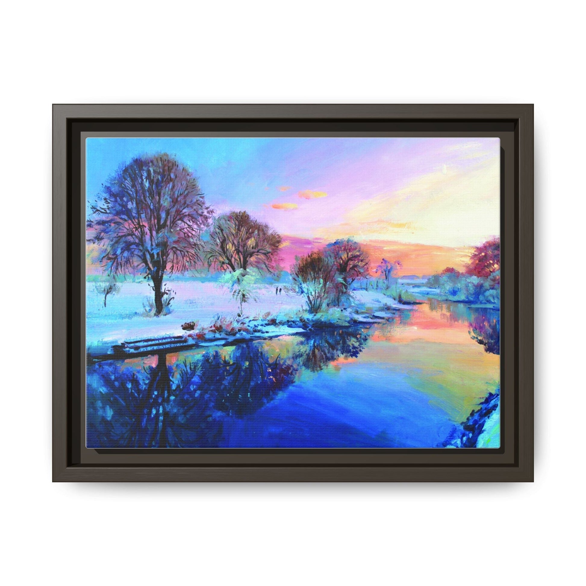 Winter Trees framed art – Premium pinewood frame with a cotton-polyester canvas print, featuring a protective coating for lasting beauty and timeless décor.