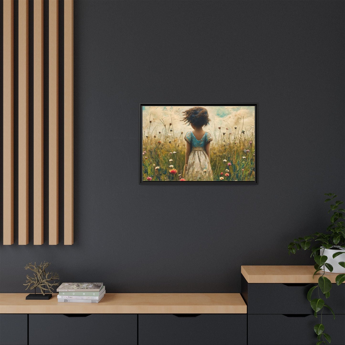 Young Girl In Flowers Wall Art - Graceful Portrait of Girl Surrounded by Flowers for Home Décor