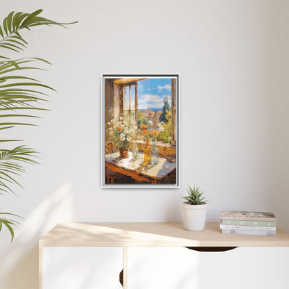 Summer Window – Elegant pinewood-framed wall art featuring a high-quality cotton-polyester canvas with vibrant colors and a timeless design.