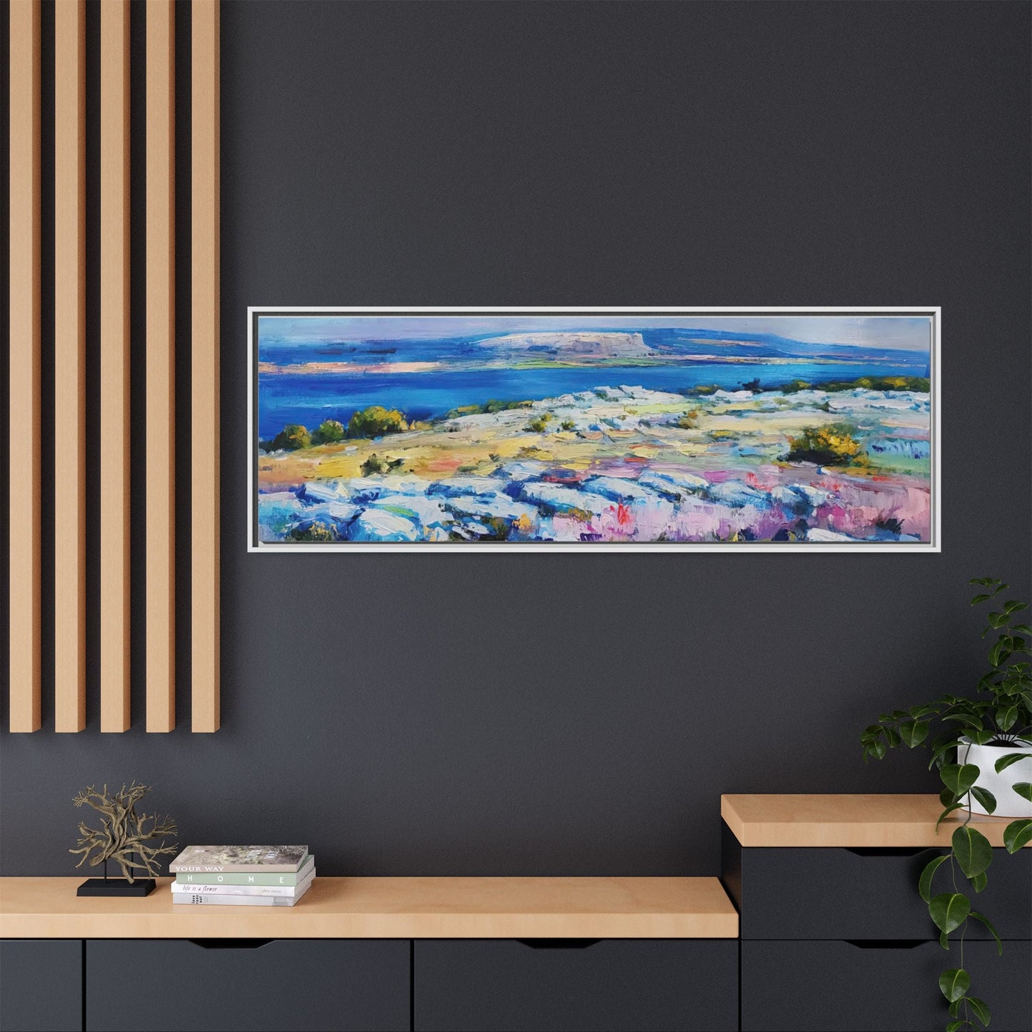 Burren 3 wall art featuring a scenic view of the Burren region in Ireland, printed on high-quality canvas with a premium frame for timeless décor