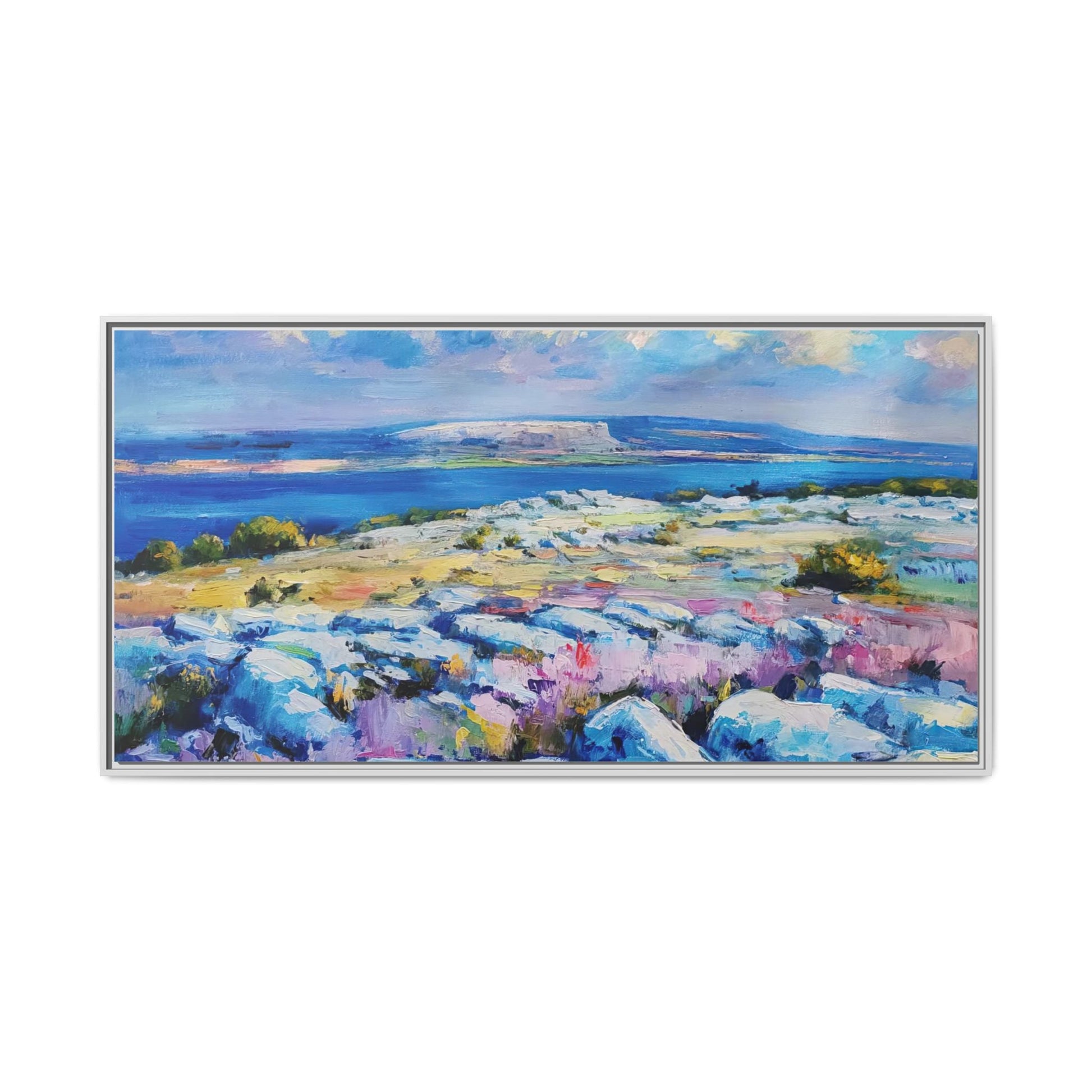 Burren 3 wall art featuring a scenic view of the Burren region in Ireland, printed on high-quality canvas with a premium frame for timeless décor