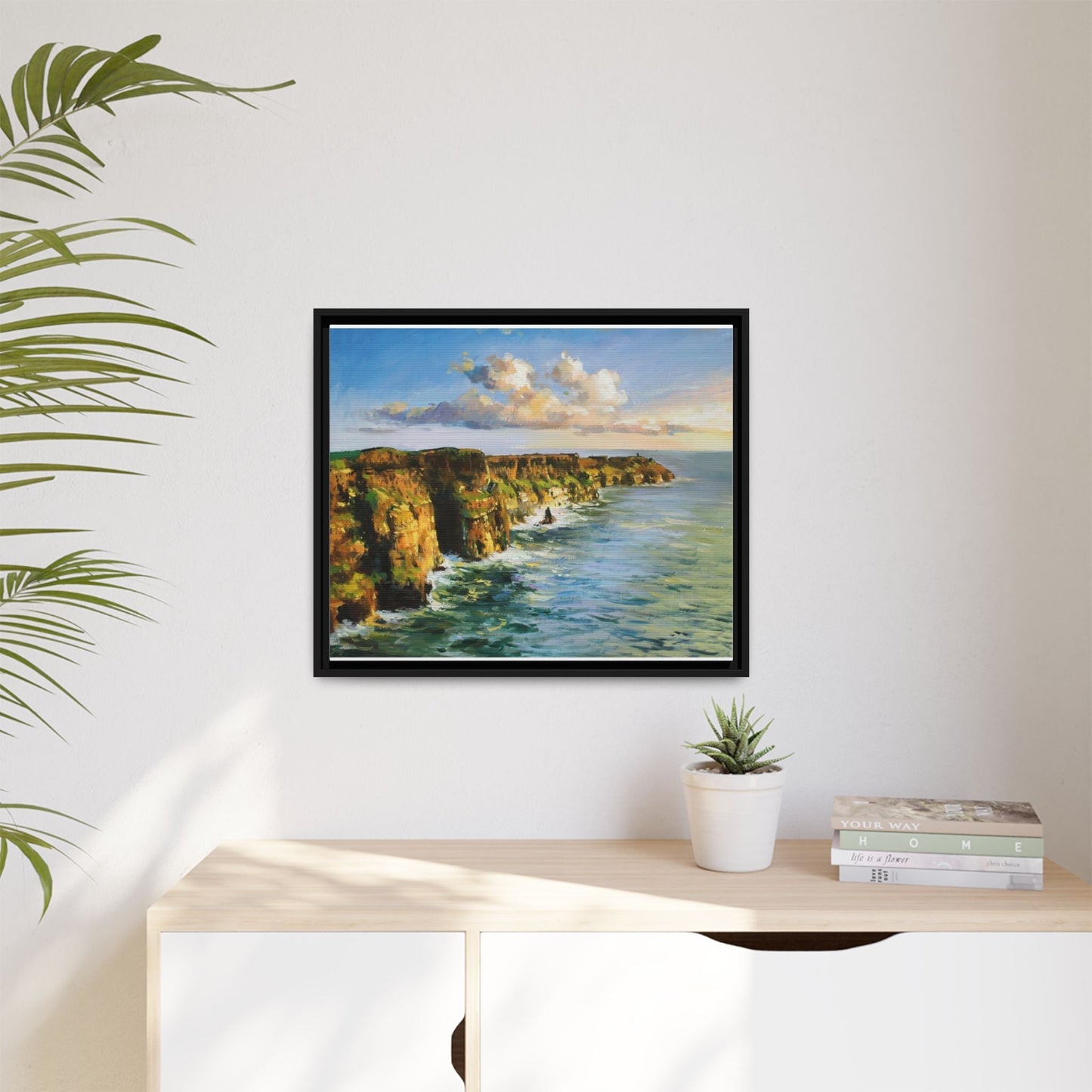 Cliffs of Moher wall art showcasing the dramatic Irish coastline, printed on high-quality canvas to bring natural beauty into your home décor.