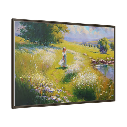 Young Girl By Lake Wall Art - Serene Portrait of a Girl by a Tranquil Lake for Home Décor