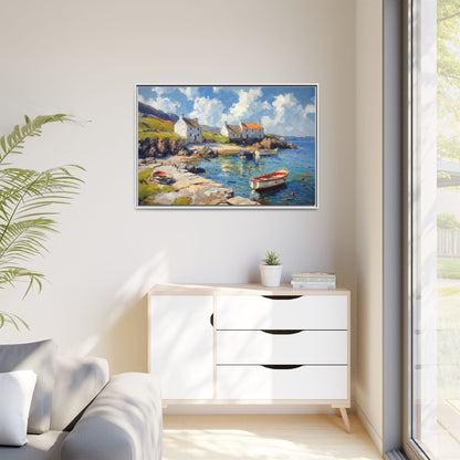 Island Harbour Coastal Landscape - Serene Wall Art Print for Home Décor