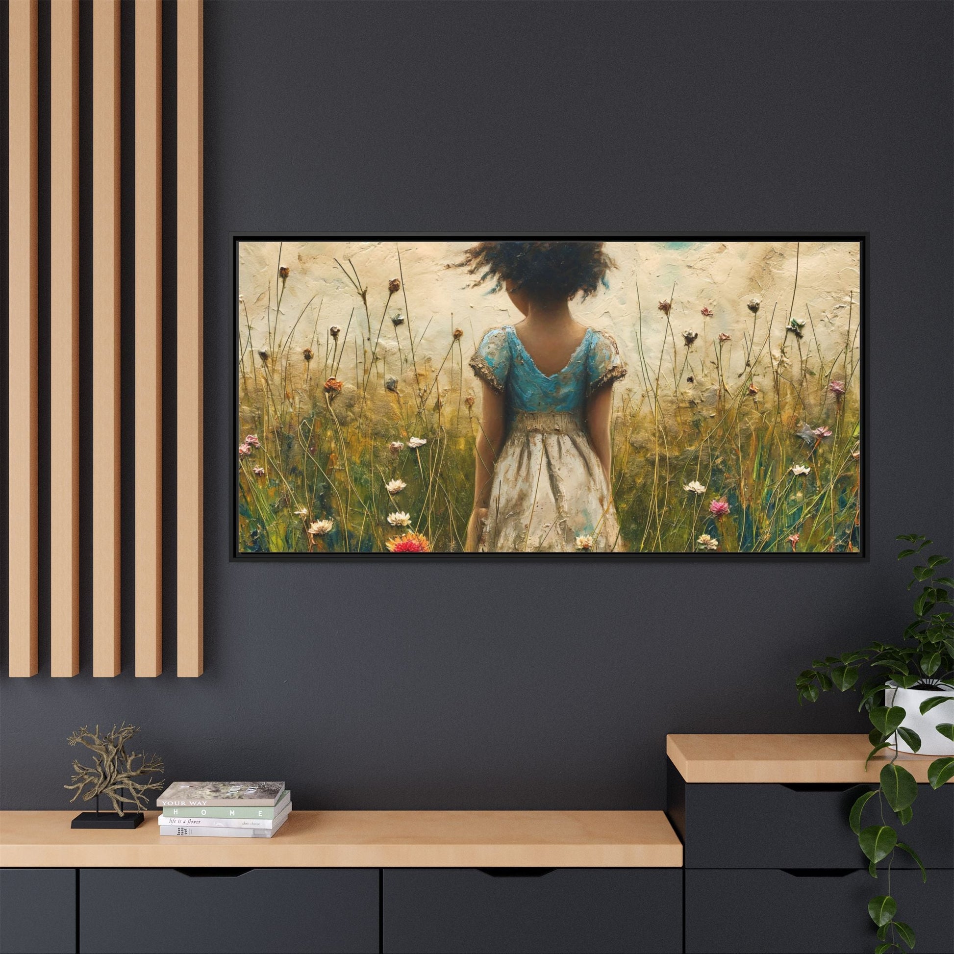 Young Girl In Flowers Wall Art - Graceful Portrait of Girl Surrounded by Flowers for Home Décor