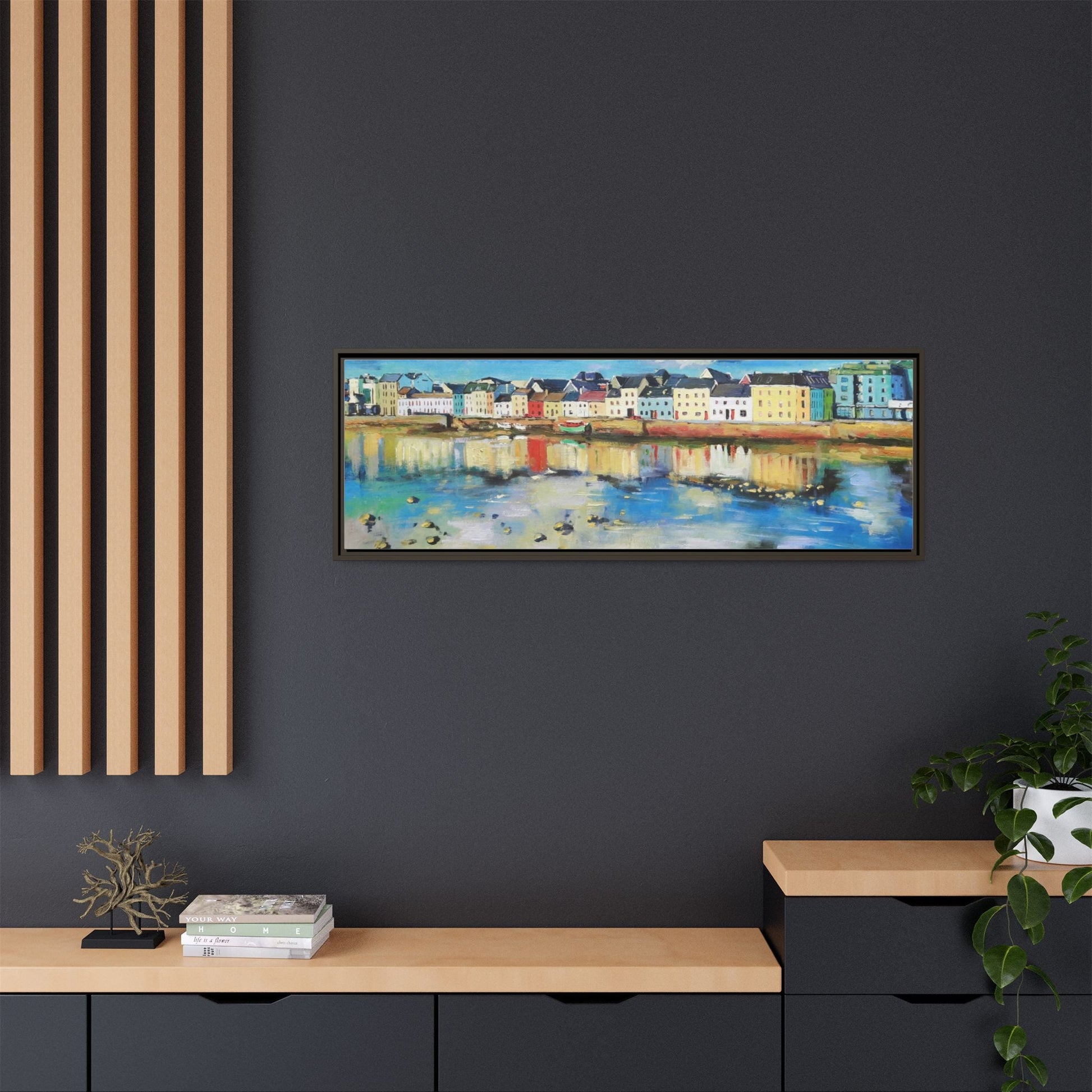 Galway Reflections wall art featuring serene Irish landscapes and water reflections, framed in premium quality wood.