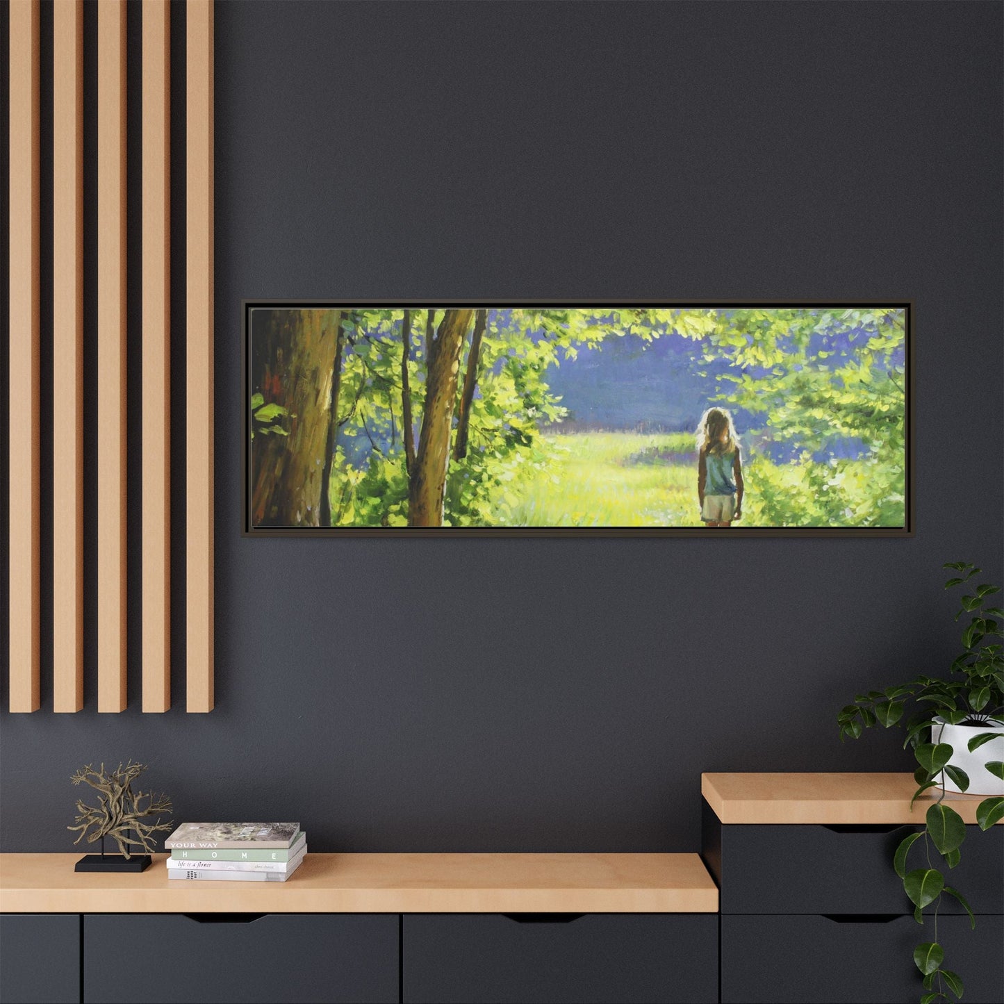 INTO THE LIGHT 11 – A captivating artwork featuring a luminous scene that evokes a sense of depth, movement, and serenity, framed in premium pinewood for timeless décor.