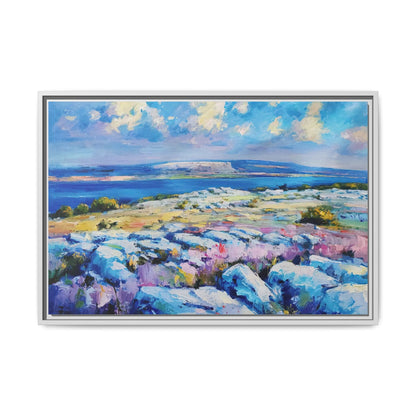 Burren 3 wall art featuring a scenic view of the Burren region in Ireland, printed on high-quality canvas with a premium frame for timeless décor