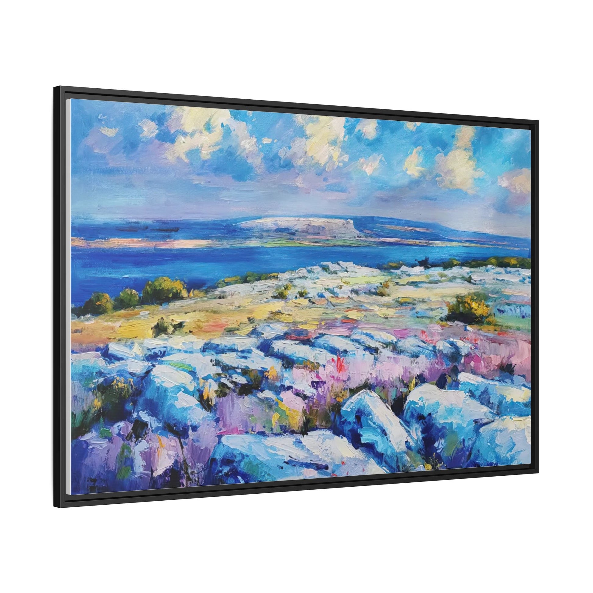 Burren 3 wall art featuring a scenic view of the Burren region in Ireland, printed on high-quality canvas with a premium frame for timeless décor