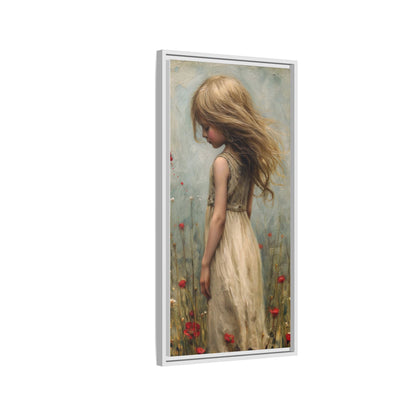 Young Girl In Flowers – Elegant pinewood-framed wall art featuring a high-quality cotton-polyester canvas with vibrant colors and a timeless design.