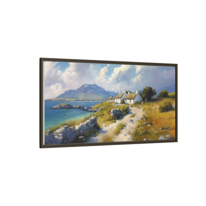 Blustery Day wall art featuring a dramatic wind-swept landscape in a pinewood frame.