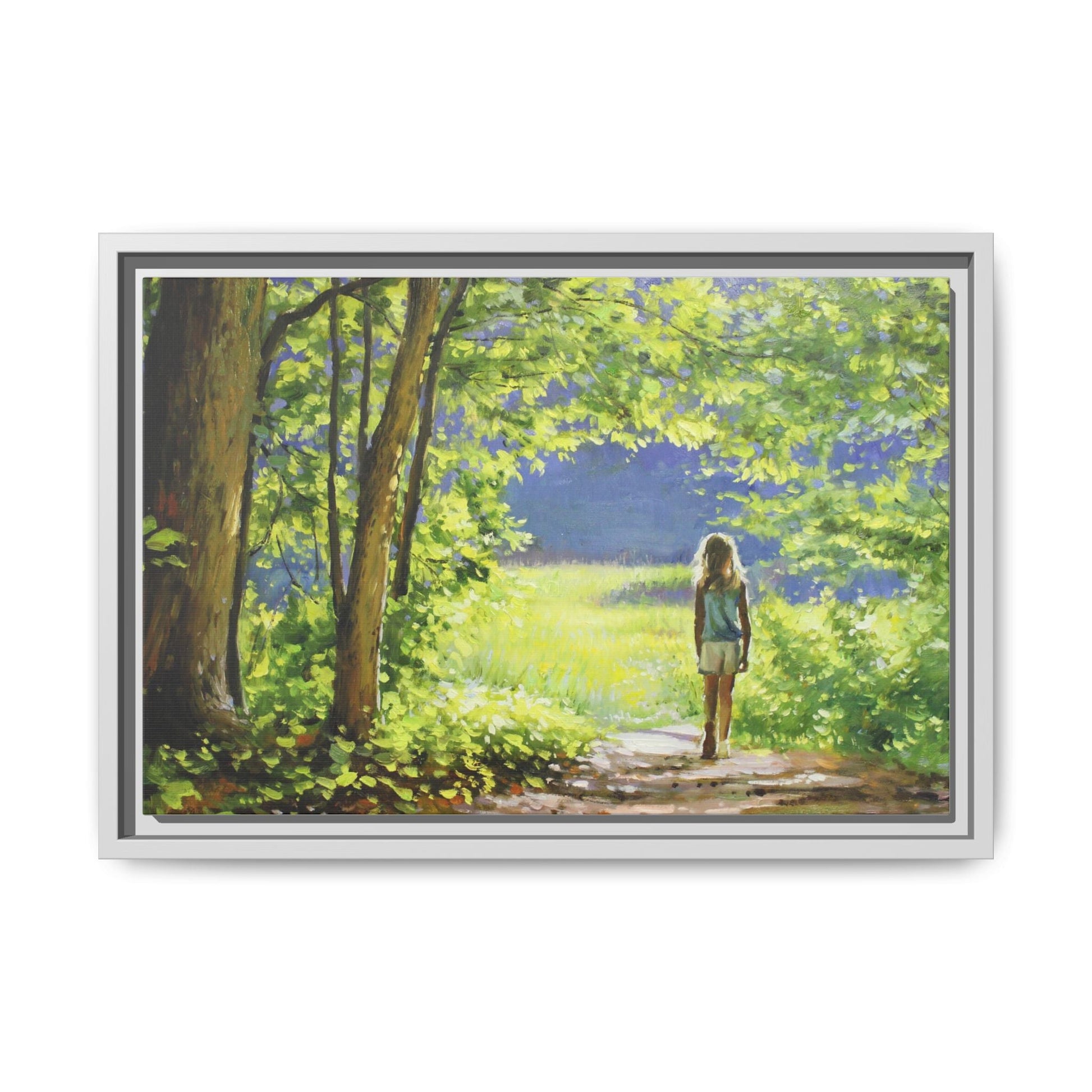 INTO THE LIGHT 11 – A captivating artwork featuring a luminous scene that evokes a sense of depth, movement, and serenity, framed in premium pinewood for timeless décor.