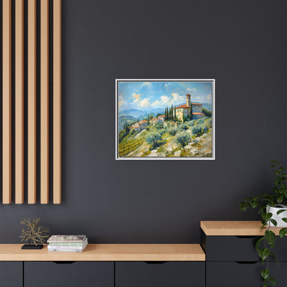 Tuscan Village on Hill - Captivating Italian Landscape Canvas Print for Timeless Home Décor