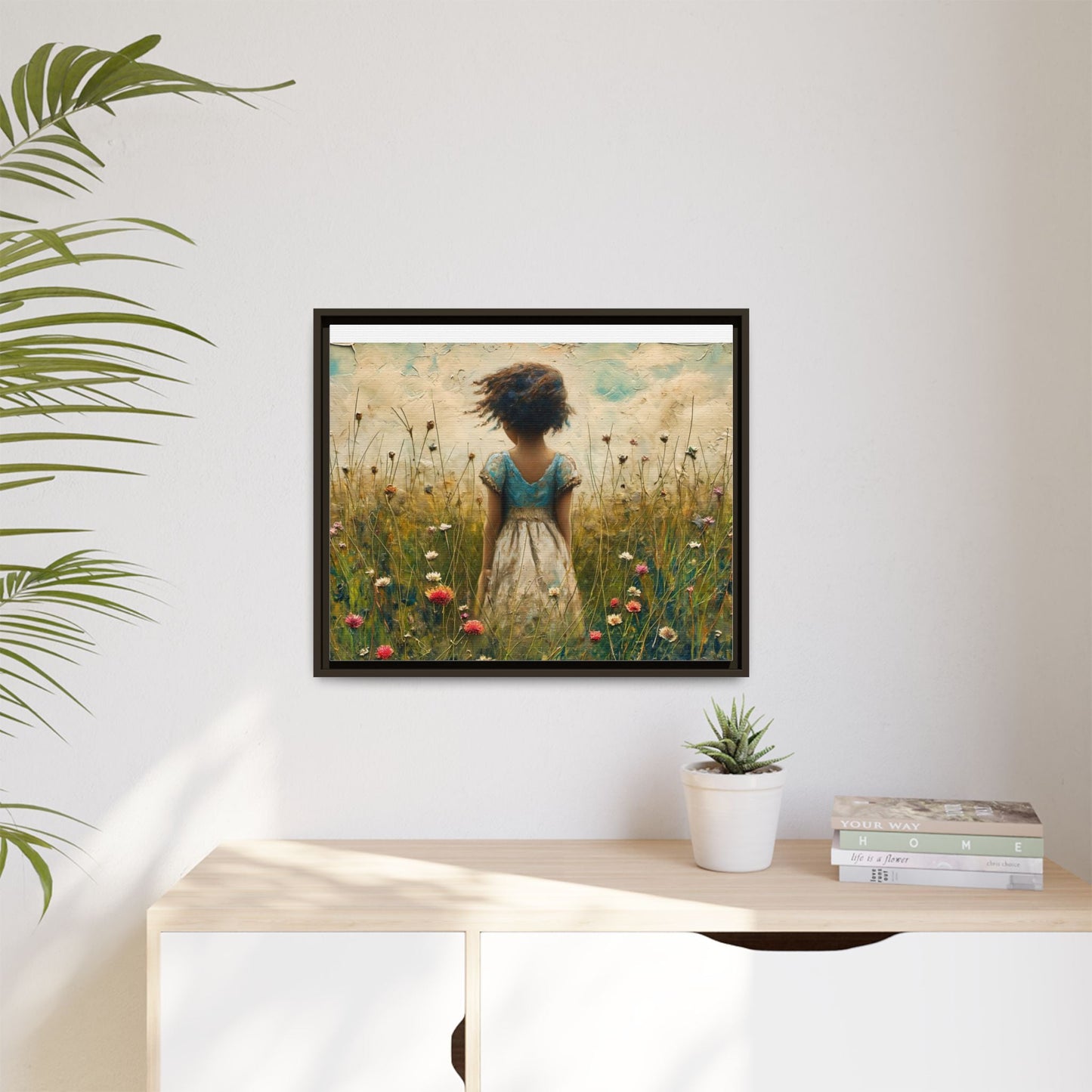 Young Girl In Flowers Wall Art - Graceful Portrait of Girl Surrounded by Flowers for Home Décor