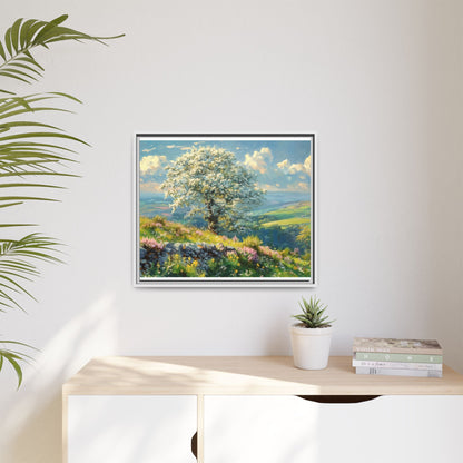 Whitethorn in Bloom wall art featuring a vibrant scene of blooming whitethorn trees, printed on high-quality canvas for a natural and timeless décor.