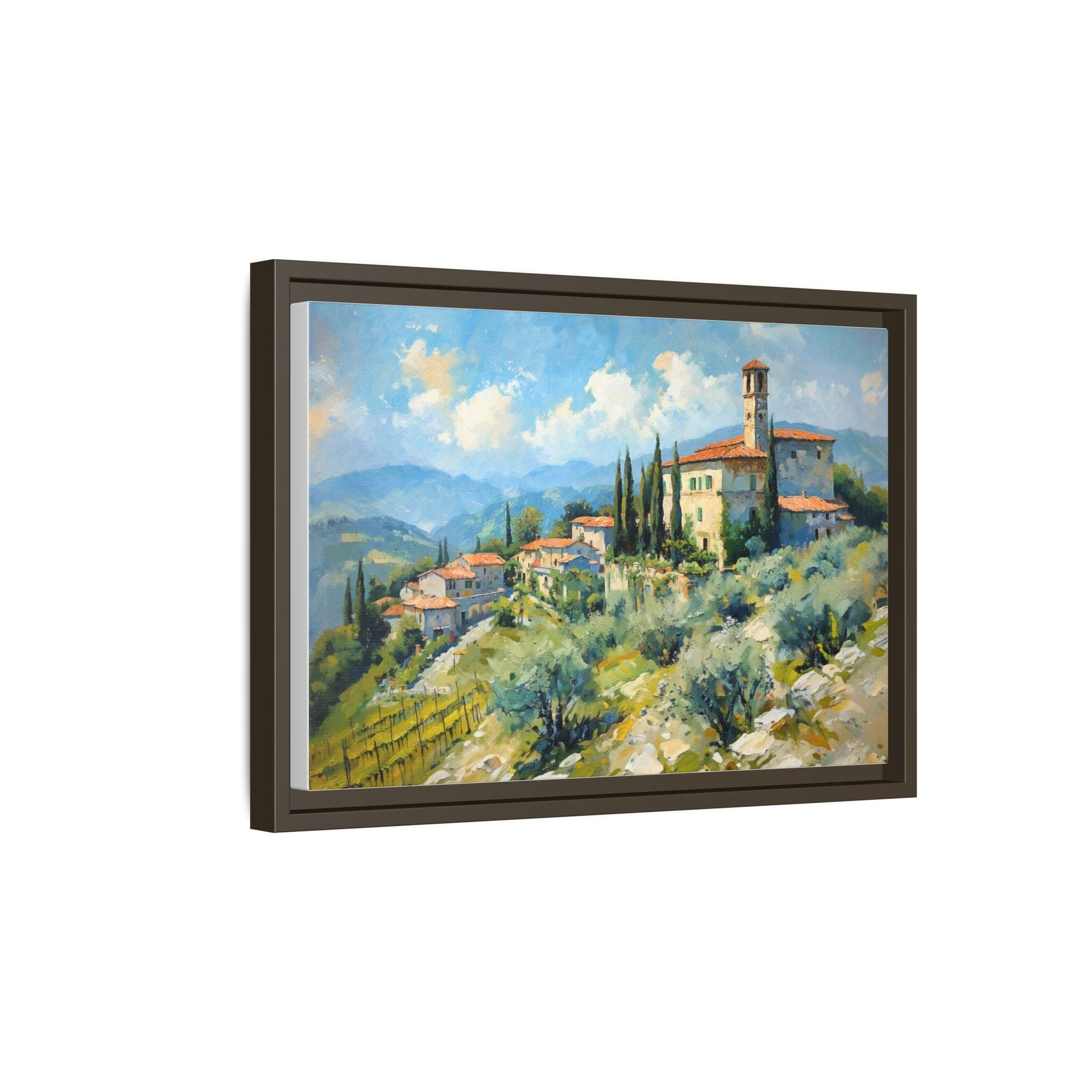 Tuscan Village on Hill - Captivating Italian Landscape Canvas Print for Timeless Home Décor