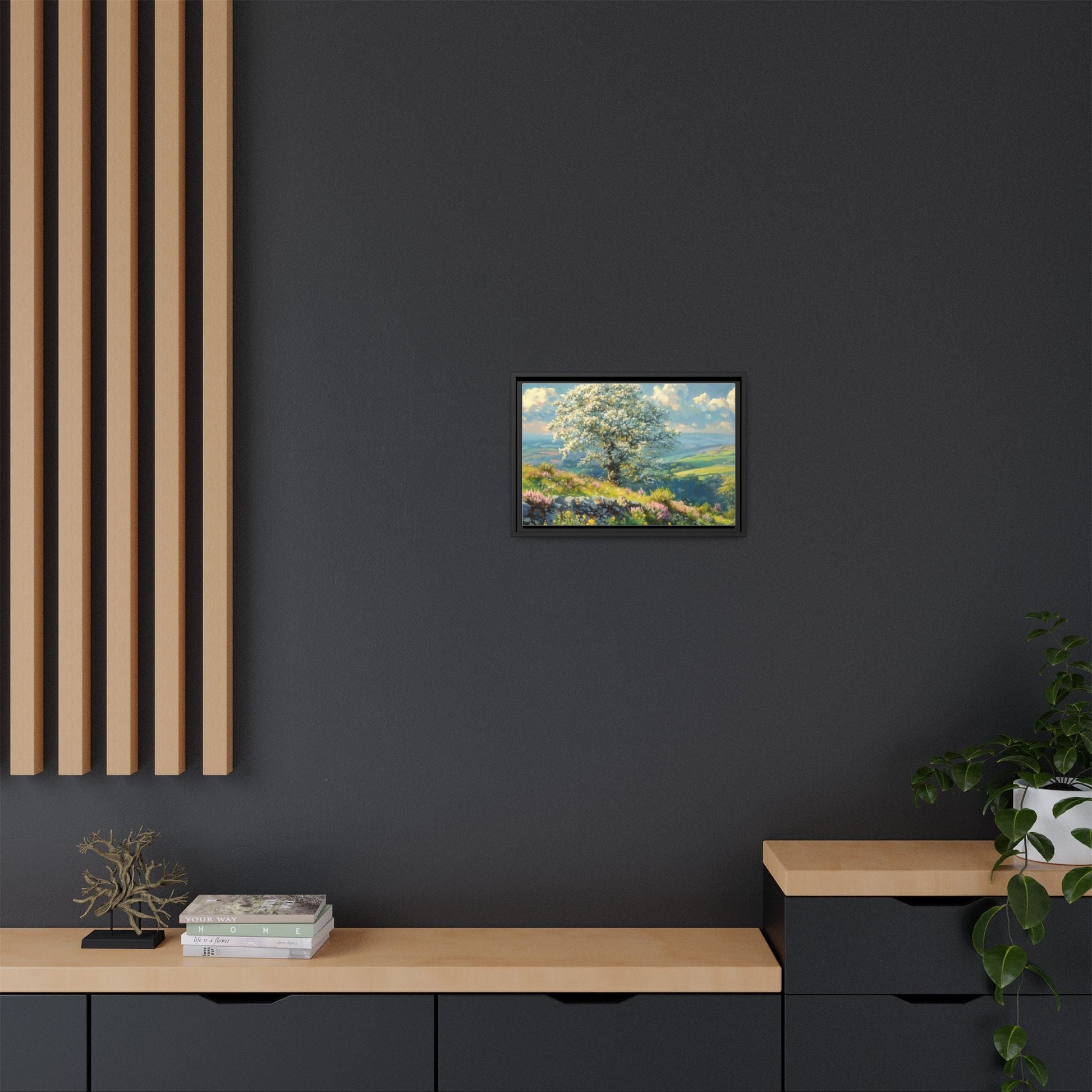 Whitethorn in Bloom wall art featuring a vibrant scene of blooming whitethorn trees, printed on high-quality canvas for a natural and timeless décor.