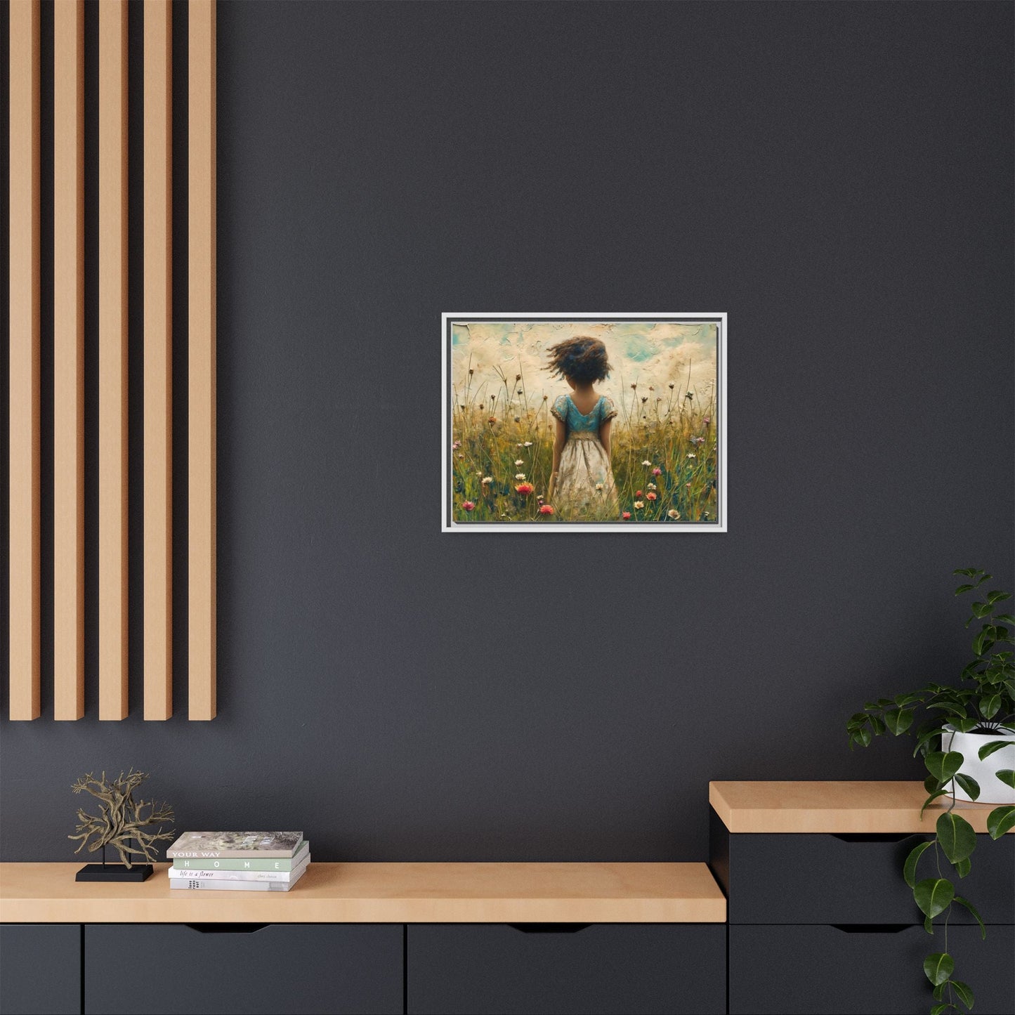 Young Girl In Flowers Wall Art - Graceful Portrait of Girl Surrounded by Flowers for Home Décor