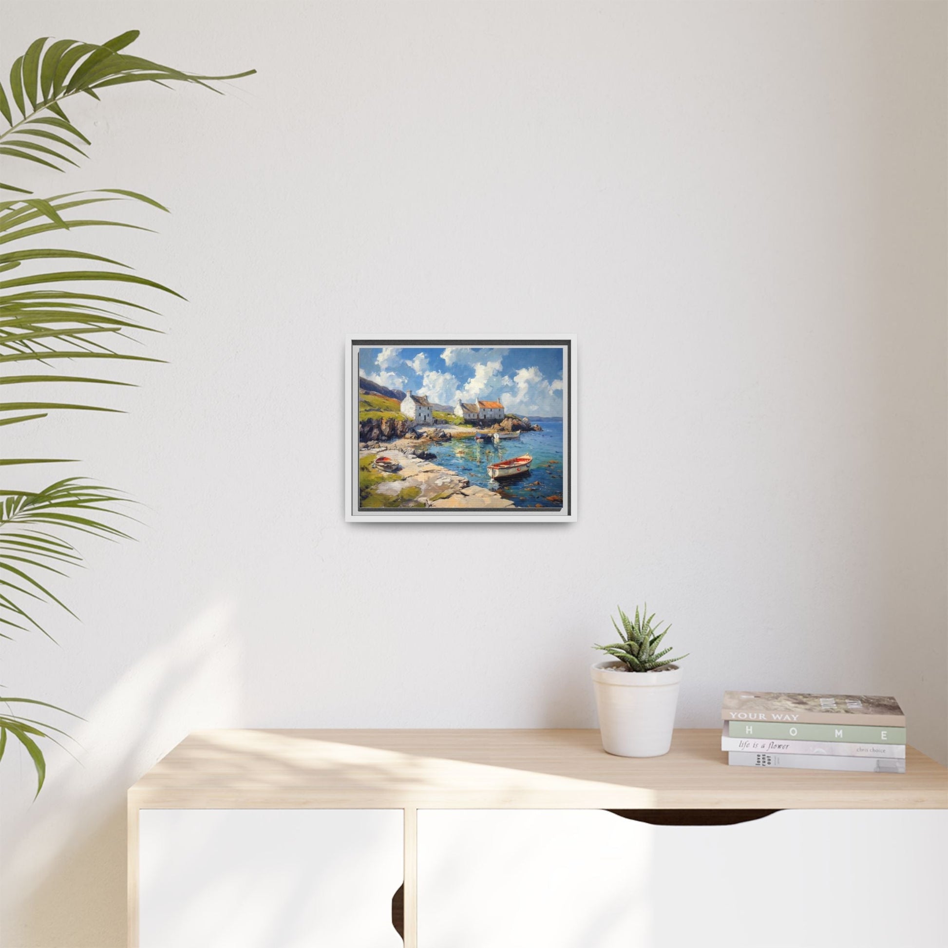 Island Harbour Coastal Landscape - Serene Wall Art Print for Home Décor