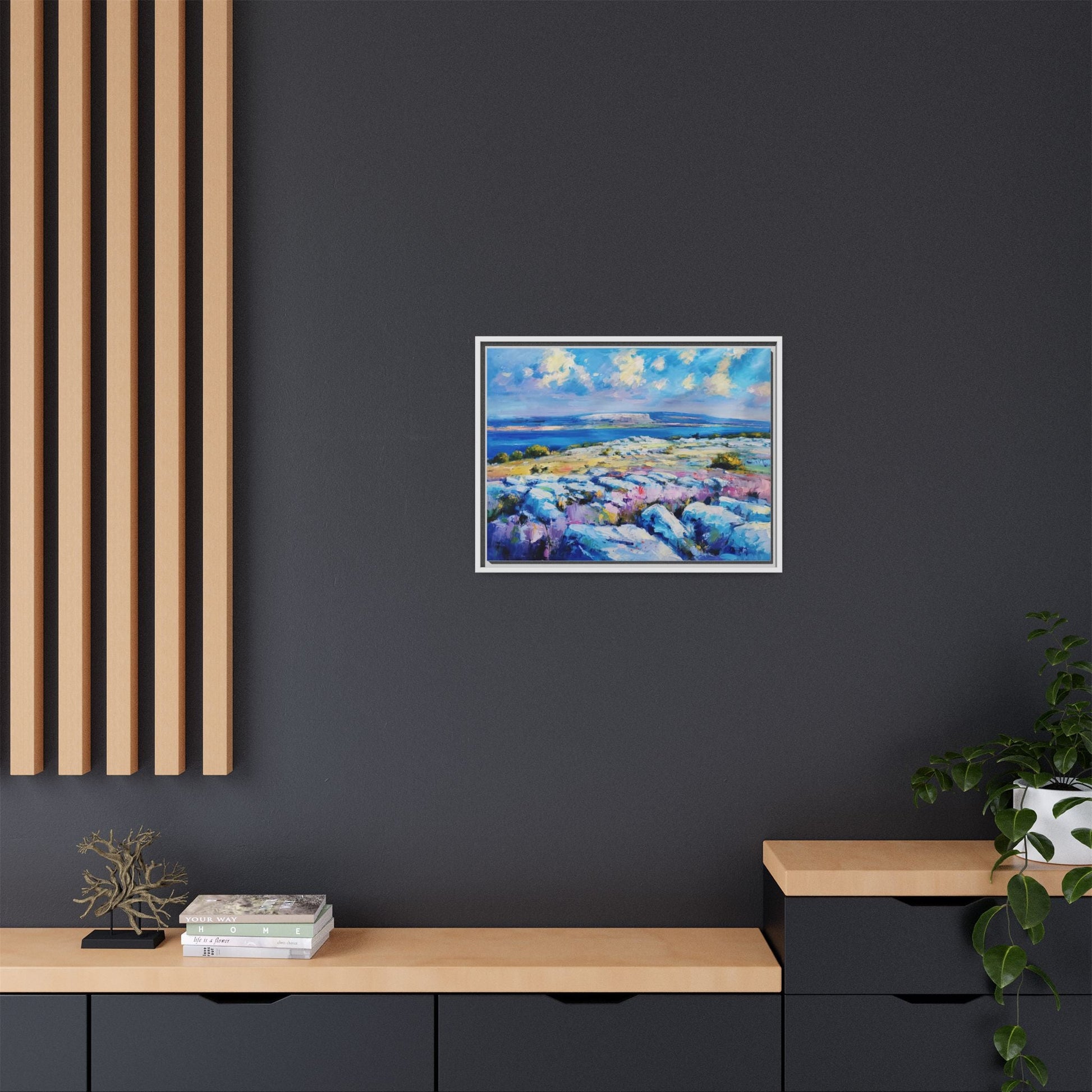 Burren 3 wall art featuring a scenic view of the Burren region in Ireland, printed on high-quality canvas with a premium frame for timeless décor