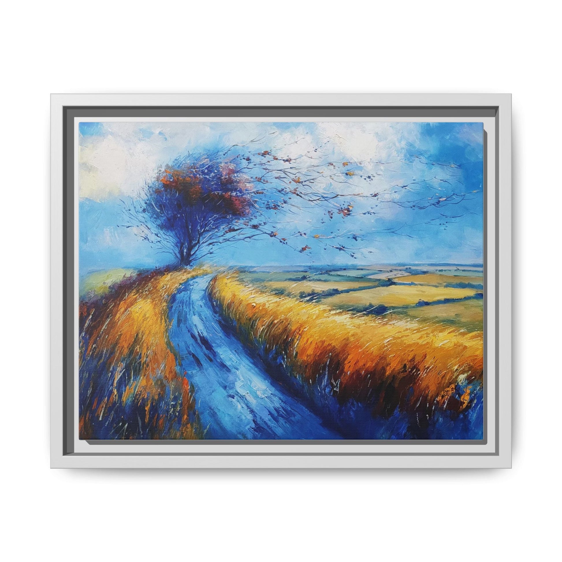 Autumn Leaves Scattering A Premium Pinewood Art Frame for Timeless Décor