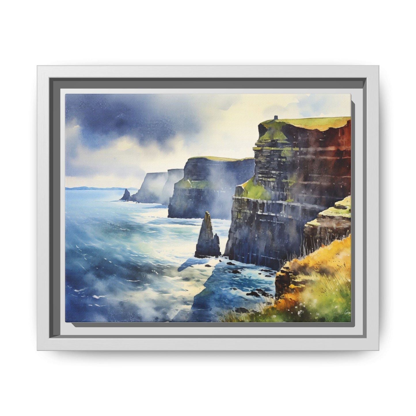 Watercolour of Cliffs of Moher – Beautiful Coastal Landscape Canvas Print