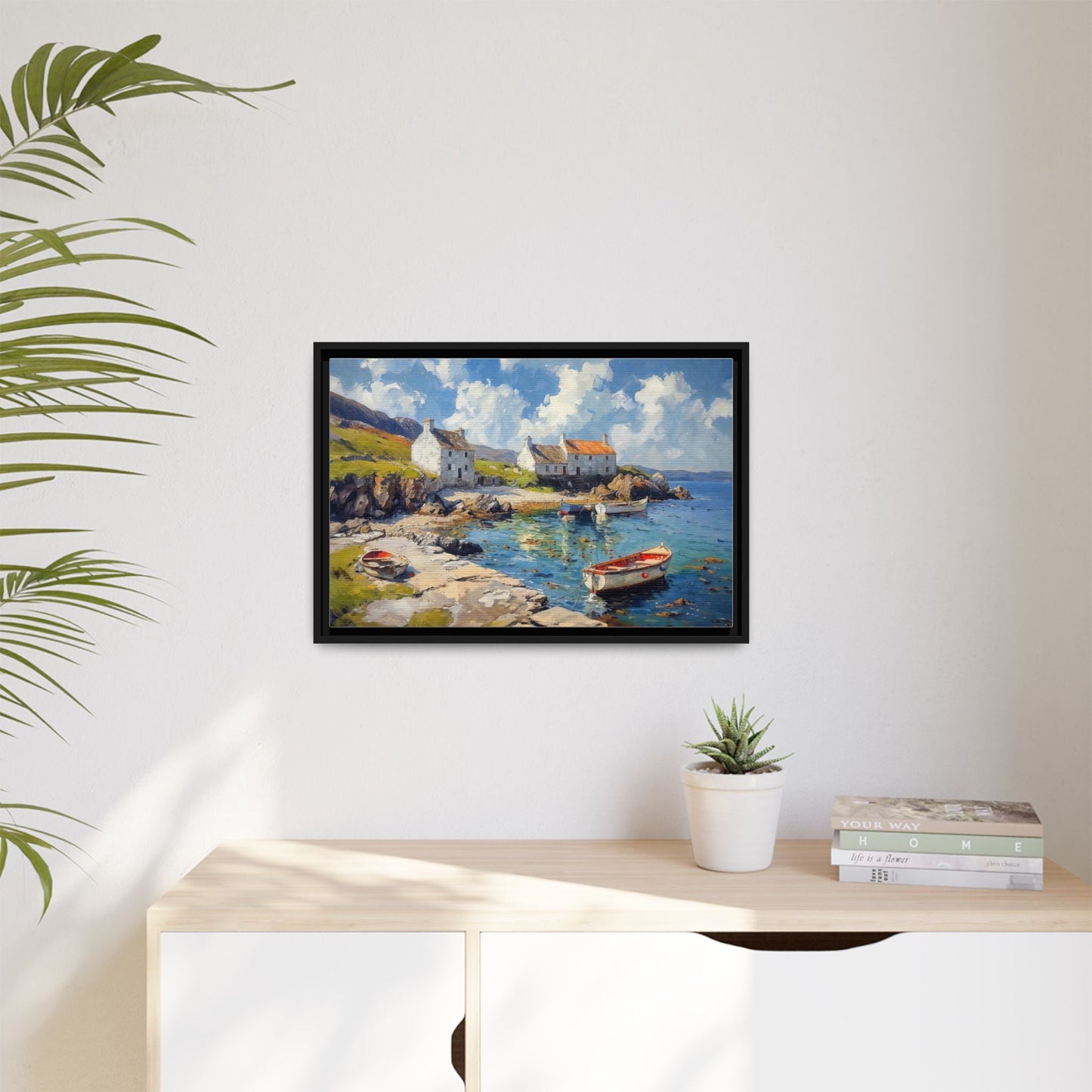 Island Harbour Coastal Landscape - Serene Wall Art Print for Home Décor