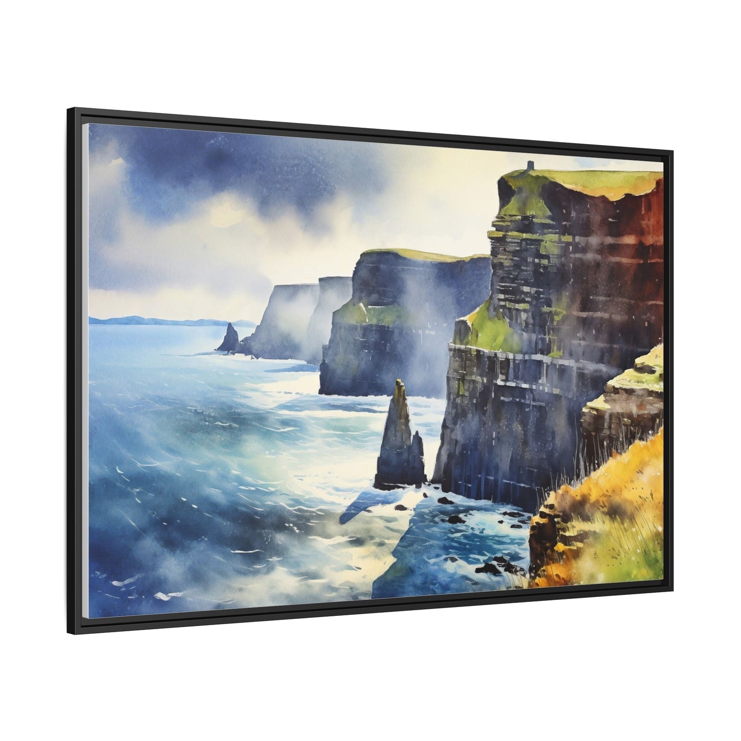 Watercolour of Cliffs of Moher – Beautiful Coastal Landscape Canvas Print