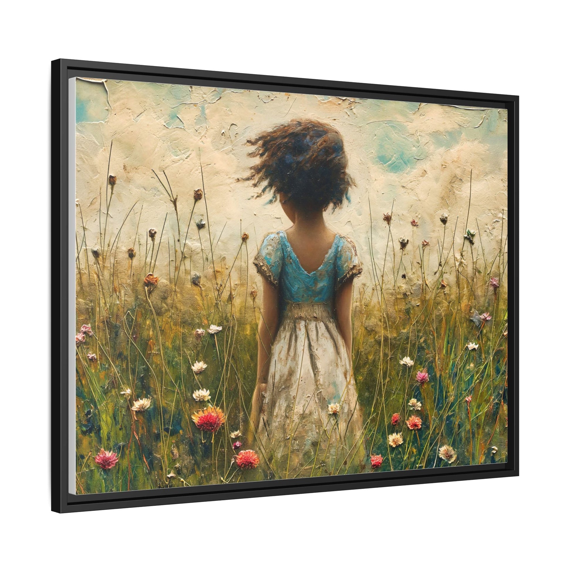 Young Girl In Flowers Wall Art - Graceful Portrait of Girl Surrounded by Flowers for Home Décor