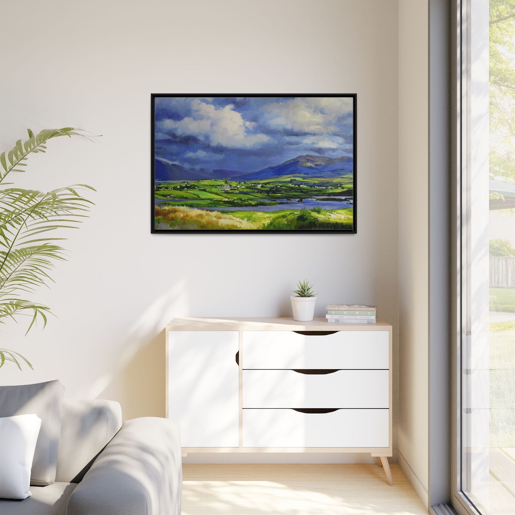 Connemara Fields - Stunning Irish landscape canvas print showcasing the serene beauty of Connemara's fields.