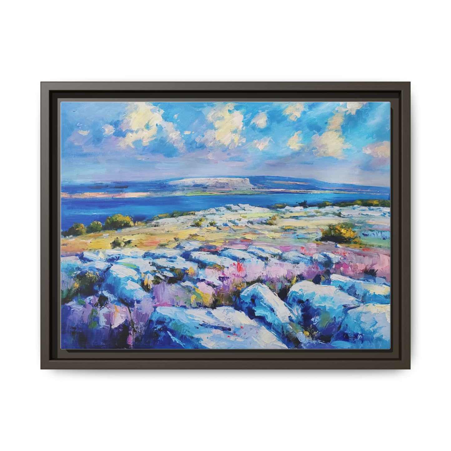 Burren 3 wall art featuring a scenic view of the Burren region in Ireland, printed on high-quality canvas with a premium frame for timeless décor