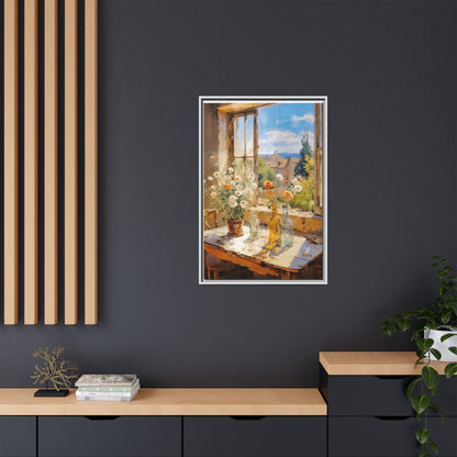 Summer Window – Elegant pinewood-framed wall art featuring a high-quality cotton-polyester canvas with vibrant colors and a timeless design.